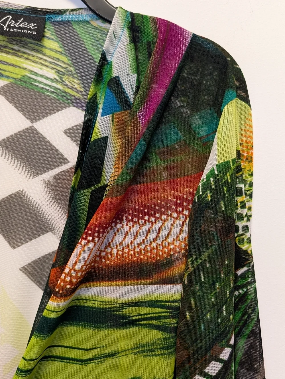 Artex Sheer Beach Cover Up OS Vintage Boho Tie Front Kimono Cardigan